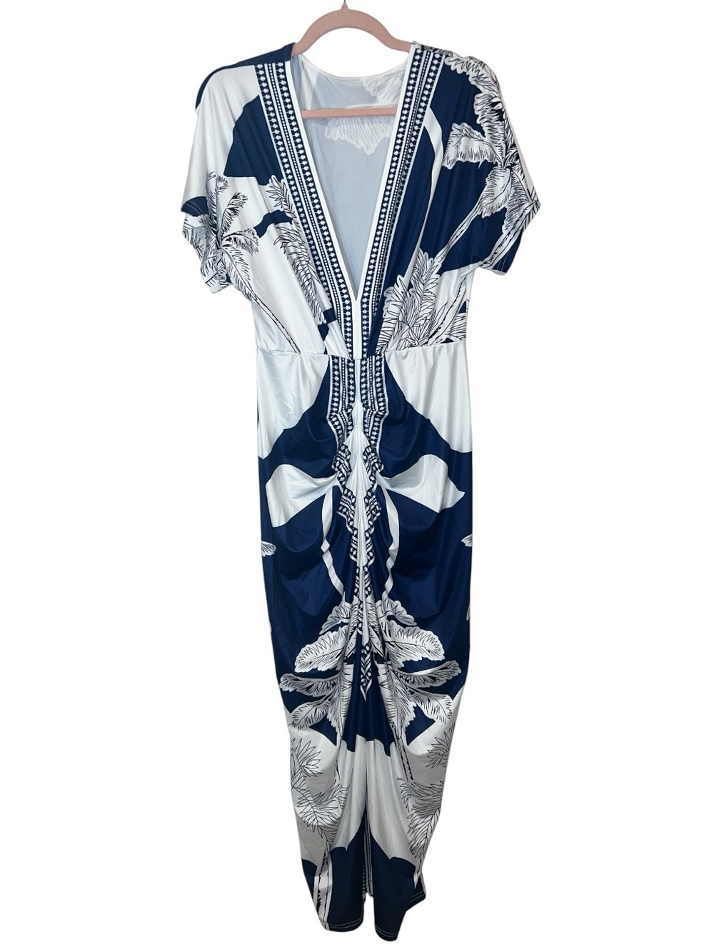 CoMMENSE Printed Deep V-Neck Midi Dress Without Belt Size Large NWT - Picture 3 of 10